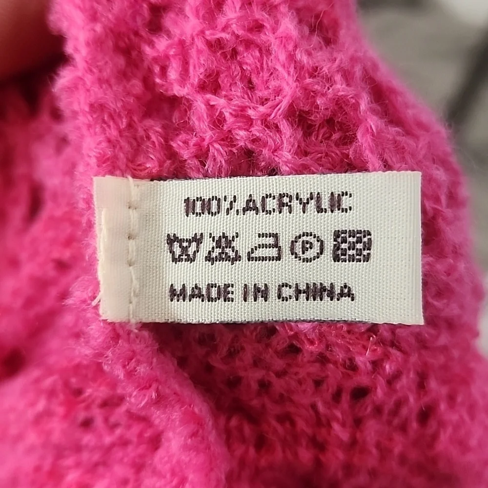 Fuschia Pink Ruffle Knit Scarf